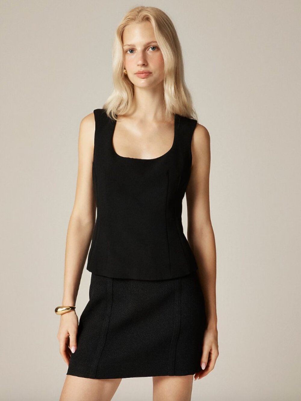 J.Crew Wide Scoopneck Tank Top in City Crepe Black Size 2